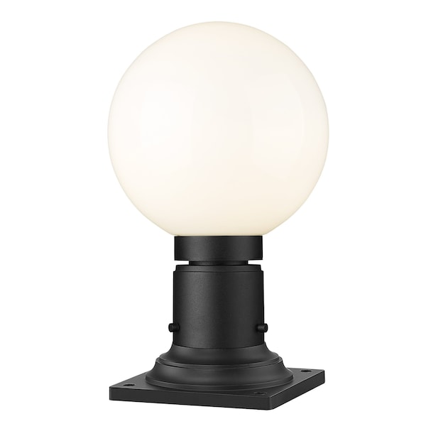 Z-Lite Laurent Outdoor Pier Mounted Fixture, 1-Light, 8 In.W x 13.5 In.H, Black/Opal 597PHM-533PM-BK - main